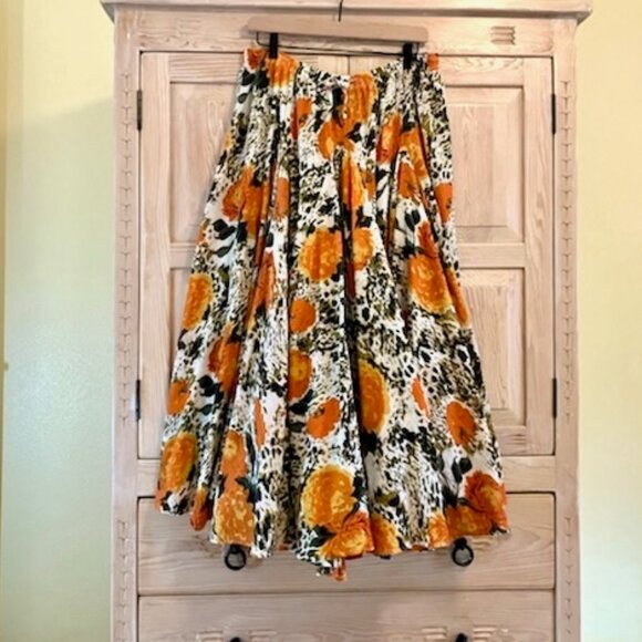 Chelsea & Theodore Boho 70s Floral Wallpaper Full Skirt Maxi Full Cottag… - Picture 3 of 7